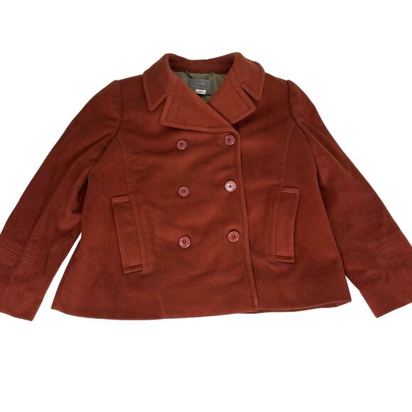 J Crew Vintage Short Wool Rust Double Breasted Pea Coat Nello Gori P 12 - Picture 7 of 12